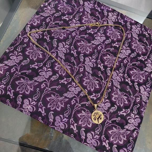 18K Gold Plated Tree Of Life Pendant and 18K Gold Plated Miami Cuban Link - Picture 9 of 13